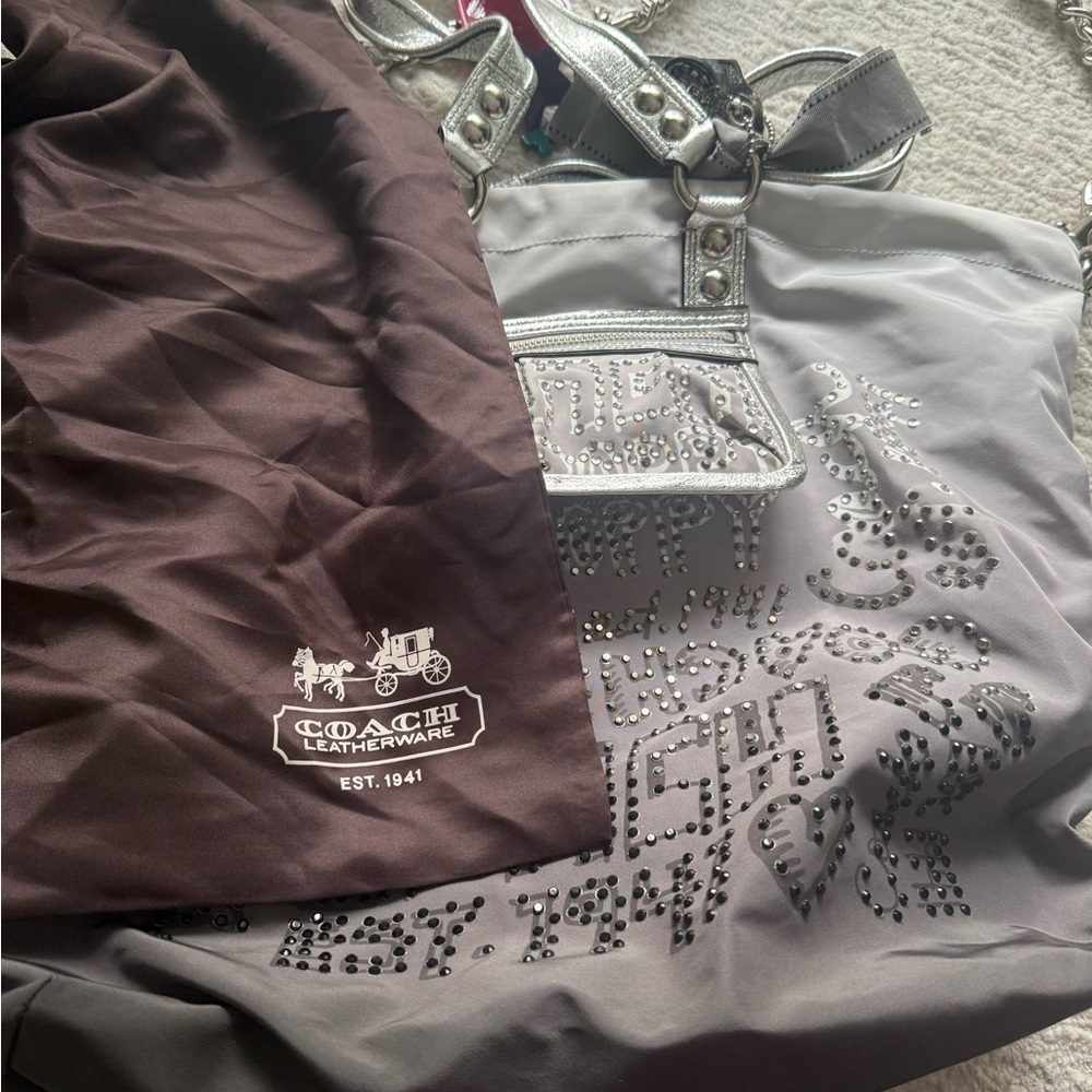 Coach Silver and Gray Shoulder Bag - Picture 6 of 6